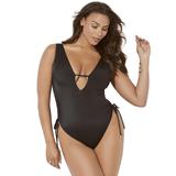Plus Size Women's A-List Plunge One Piece Swimsuit by Swimsuits For All in Black (Size 20)