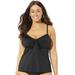 Plus Size Women's Tie Front Underwire Tankini Top by Swimsuits For All in New Black (Size 14)