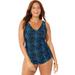 Plus Size Women's Sarong Front One Piece Swimsuit by Swimsuits For All in Water Droplet (Size 26)