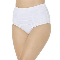 Plus Size Women's Shirred High Waist Swim Brief by Swimsuits For All in White (Size 22)