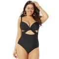 Plus Size Women's Cut Out Underwire One Piece Swimsuit by Swimsuits For All in Black (Size 18)