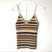 American Eagle Outfitters Tops | American Eagle Striped Ribbed Knit Tank Crop Top | Color: Cream/Green | Size: Xs