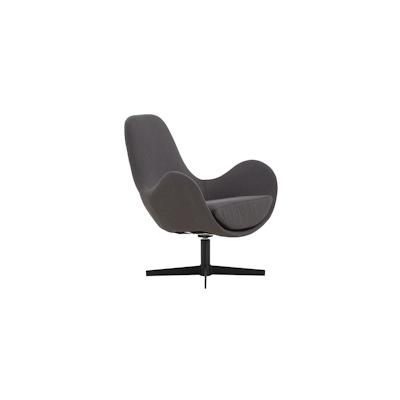 SalesFever Polster-Sessel | mit Drehfunktion | Bezug Textil | Gestell Metall | B 72 x T 69 x H 85 cm | dunkelgrau-schwar
