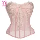 Corsets et bustiers gothiques en mousseline de soie rose appliques en dentelle lingerie sexy