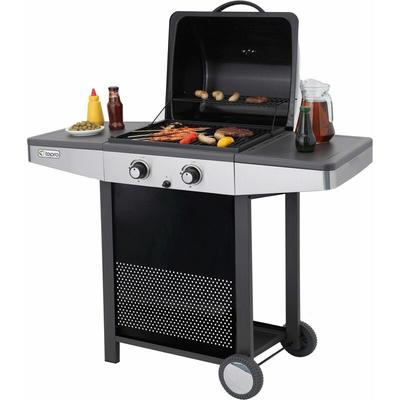 tepro Garten Princeton Gas Grill 2 Brenner, Thermometer im Deckel Schwarz, Silber