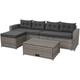 Poly-Rattan Garnitur HHG 080, Balkon-/Garten-/Lounge-Set Sitzgruppe Sofa, Staufach grau, Kissen