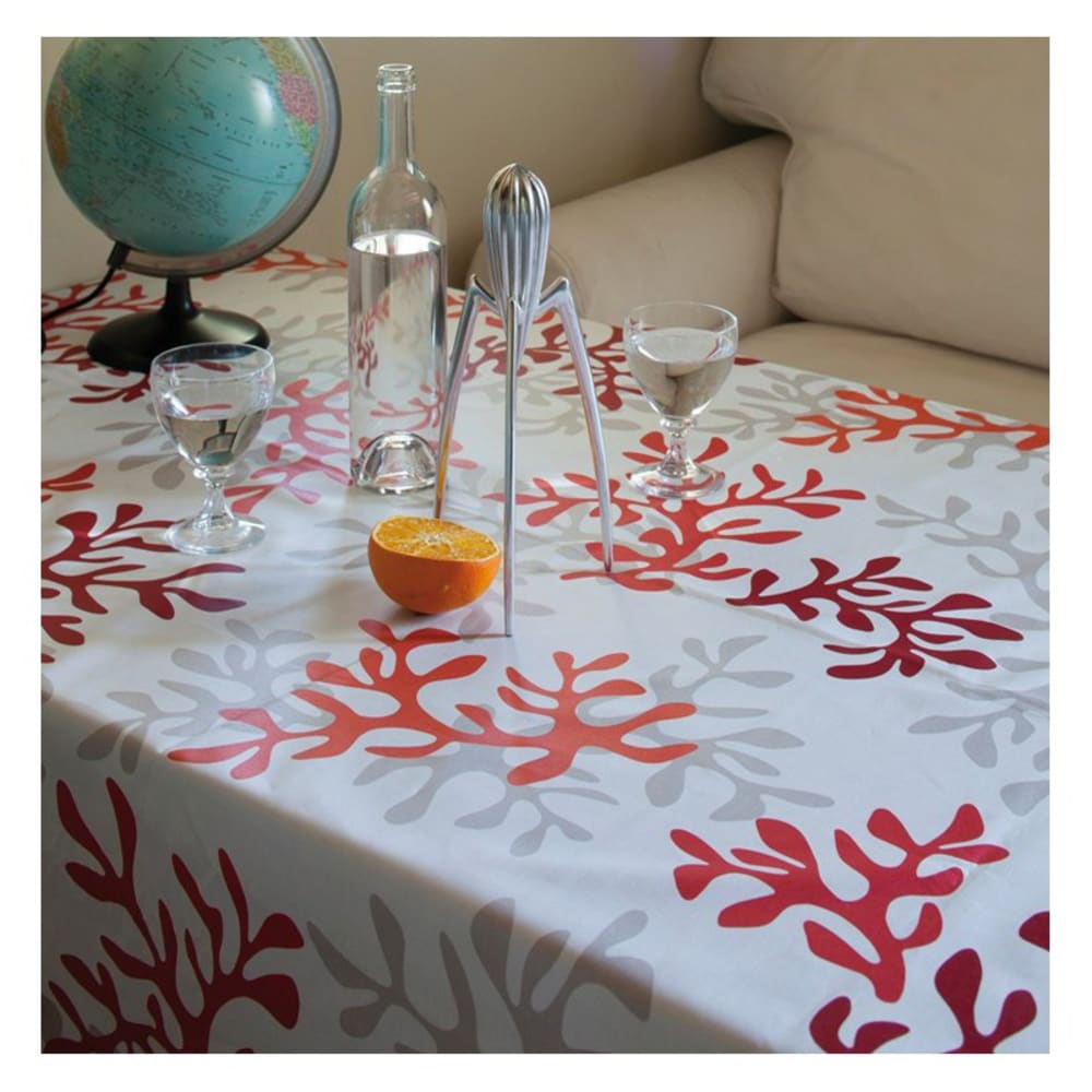 Nappe en coton enduit rouge rectangle 160 x 240 cm