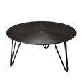 Table basse ronde aluminium noir pieds épingles métal noir D75