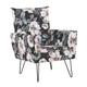 Fauteuil en tissu à motif floral noir