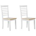 Lot de 2 chaises de salle à manger bois clair et blanches