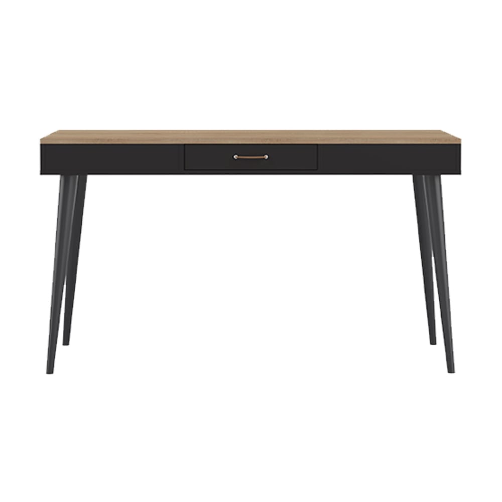 Bureau 1 tiroir effet bois noir et chêne naturel