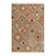 Tapis tissé ethnique chic à franges multicolore fond marron 133x200