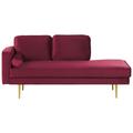 Chaise longue en velours rouge foncé côté gauche