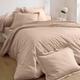 Housse de couette 260x240 en percale de coton beige sable