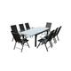 Table de jardin et 8 chaises en aluminium gris