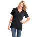 Plus Size Women's Perfect Short-Sleeve V-Neck Tee by Woman Within in Black (Size M) Shirt