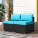Zipcode Design™ Cianciolo 26" Wide Wicker Sectional Set w/ Cushions Wicker/Rattan in Blue | 26 H x 26 W x 30 D in | Outdoor Furniture | Wayfair