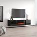 Brayden Studio® Aiyanah TV Stand for TVs up to 78" w/ Electric Fireplace Included Wood in Black | 15 H in | Wayfair