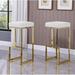 Everly Quinn Jochebed Counter & Bar Stool Upholstered/Leather/Metal/Faux leather in White/Yellow | 31 H x 14.5 W x 14 D in | Wayfair