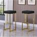 Everly Quinn Jochebed Counter & Bar Stool Upholstered/Leather/Metal/Faux leather in Yellow/Black | 31 H x 14.5 W x 14 D in | Wayfair