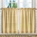 August Grove® Ellis Solid Color Tailored 56" Cafe Curtain Set of 2 Polyester/100% Cotton in White/Black | 24 H x 56 W x 1.5 D in | Wayfair