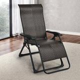 Zipcode Design™ Chretien Patio Rattan Reclining Zero Gravity Chair Metal in Black/Brown | 44 H x 25 W x 38.5 D in | Wayfair