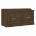 "kathy ireland® Home by Bush Furniture Woodland 40W Shoe Storage Bench with Doors in Ash Brown - Bush Furniture WDS140ABR-03 "