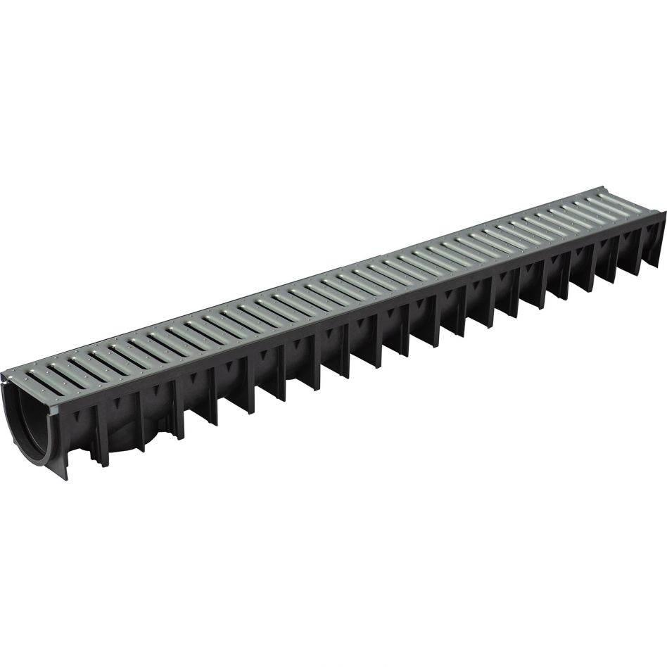 Wellker Kunststoffrinne schwarz mit Stegrost Image