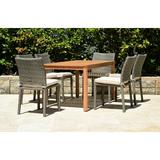 Lark Manor™ Anautica 7 Piece Outdoor Dining Set w/ Cushions Wood in Brown/White | 29 H x 59 W x 33 D in | Wayfair 07AD49C60B9C46B7A173832942CA1544