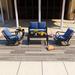 Red Barrel Studio® Cully Piece Patio Conversation Set w/ Cushions Metal in Blue | Wayfair 1978DA96F087437B9840E7D7738D658A