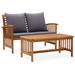 Winston Porter Patio Furniture Set 2 Piece Bench Seat w/ Table Solid Acacia Wood Natural Hardwoods in Gray/White | Wayfair