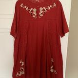 Free People Dresses | Free People Red Floral Embroidered Midi Dress | Color: Red | Size: M