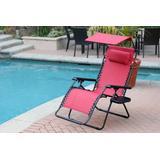 Set Of 2 Oversized Olefin Zero Gravity Chair With Sunshade And Drink Tray - Terra Cotta- Jeco Wholesale GCOL14_2