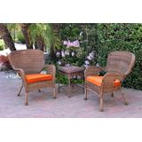 Windsor Honey Wicker Chair And End Table Set With Orange Chair Cushion- Jeco Wholesale W00212_2-CES016