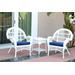 3Pc Santa Maria White Wicker Chair Set - Midnight Blue Cushions- Jeco Wholesale W00209_2-CES011