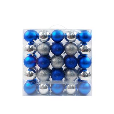 50Pk 75Mm Plastic Ornaments -Blue/Silver- Jeco Who...