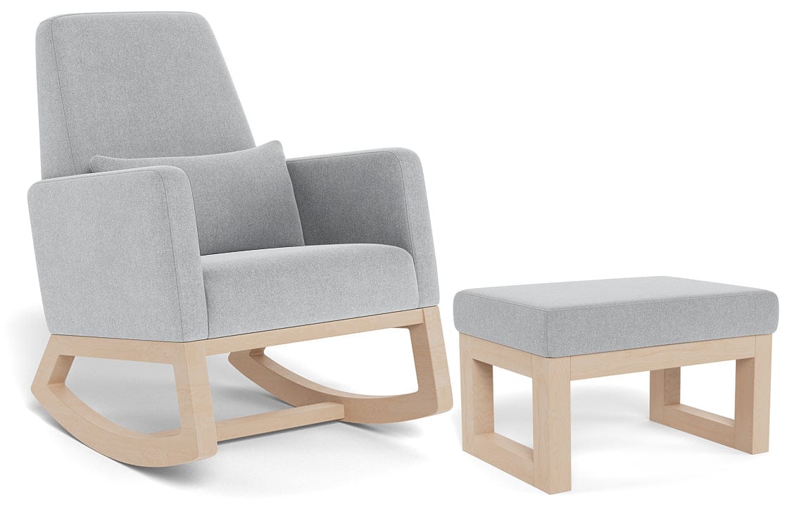 Monte Design Joya Rocker + Ottoman - Clear Maple Base / Nordic Grey Fabric - QUICK SHIP