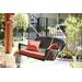 Black Resin Wicker Porch Swing With Brick Red Cushion- Jeco Wholesale W00207S-D-FS018