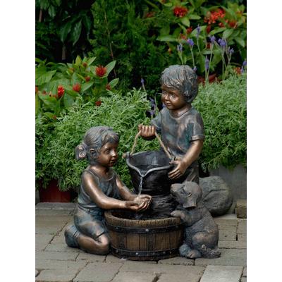 Two Kids And Dog Outdoor/Indoor Water Fountain- Jeco Wholesale FCL066