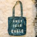 American Eagle Outfitters Bags | American Eagle Outfitters Denim Stamped Logo Tote | Color: Blue | Size: Os