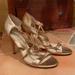 Michael Kors Shoes | Michael Kors 9.5 Gold Leather Snake Embossed Heels | Color: Gold | Size: 9.5