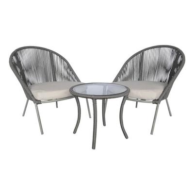 Garden Pleasure 3-tlg. Sitzgruppe mit Beistelltisch »Piräus« schwarz, 72x85x79 cm