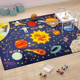 108 x 98 x 0.25 in Rug - Zoomie Kids Weranna Outer Space Solar Educational Learning Game Play Non Slip Kids Rug Carpet Classroom Playroom Mat | Wayfair