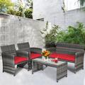 Red Barrel Studio® 4-piece Outdoor Patio Furniture Set Rattan Wicker Conversation Sofa Set Synthetic Wicker/All - Weather Wicker/Wicker/Rattan | Wayfair