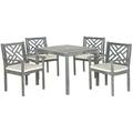 Bayou Breeze St. Mark"s Place Square 4 - Person 35.43" Long Outdoor Dining Set w/ Cushions Wood in Brown | 25.5 H x 35.43 W x 35.43 D in | Wayfair