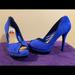 Jessica Simpson Shoes | Blue Suede Jessica Simpson Pumps With Black Trim | Color: Blue | Size: 10