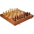 14 Inch Large Wood Magnetic Chess Set with Storage - Folding Wooden Travel Chess Board Game with Chessmen Storage - Handmade Tournament Chess Set - Best Strategy Educational Toy for Adults Teens