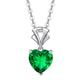 14K Solid White Gold Emerald Pendant with 925 Sterling Silver Chain Mothers Day Gifts for Mom 8x8mm Heart Shape Solitaire May Birthstone Necklaces Fine Jewellery Anniversary Birthday Gifts for Women