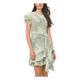 Michael Kors Womens Green Paisley Short Sleeve Jewel Neck Short Wrap Dress Dress UK Size:8