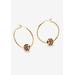 Women's Goldtone Charm Hoop Earrings (32mm) Round Simulated Birthstone by PalmBeach Jewelry in January